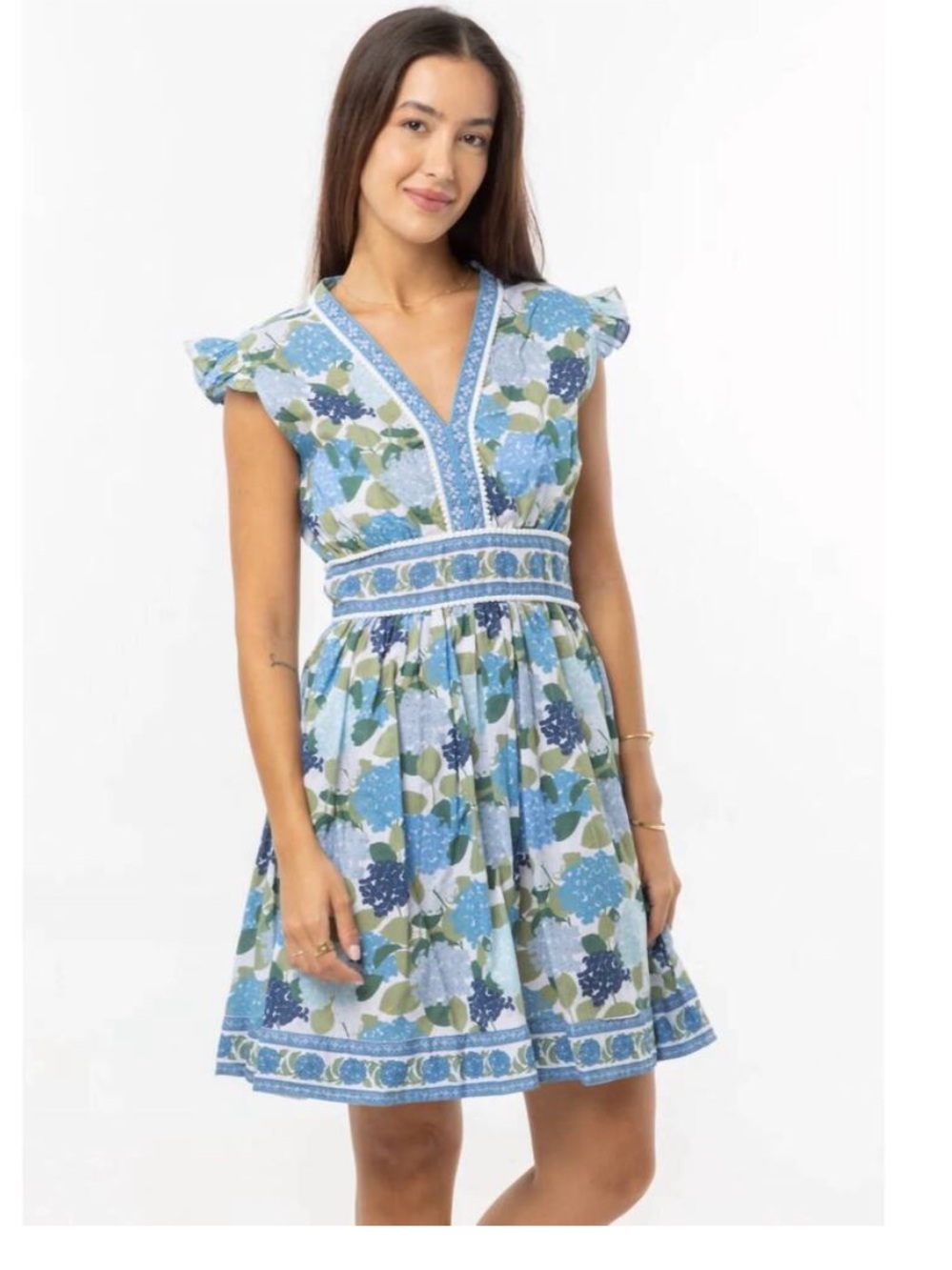BINDU celine mini dress in hydrangeas boho cottagecore size XL